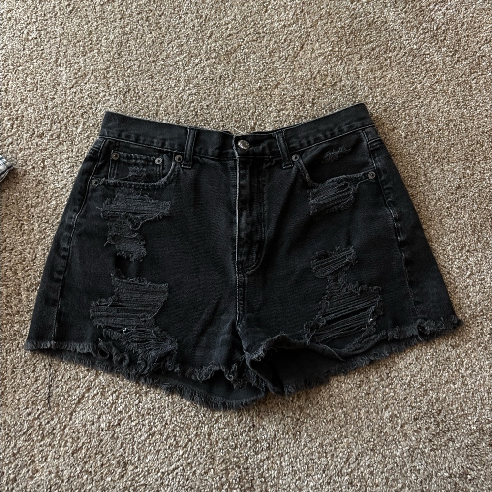 American Eagle Outfitters Black Ripped Jean Shorts